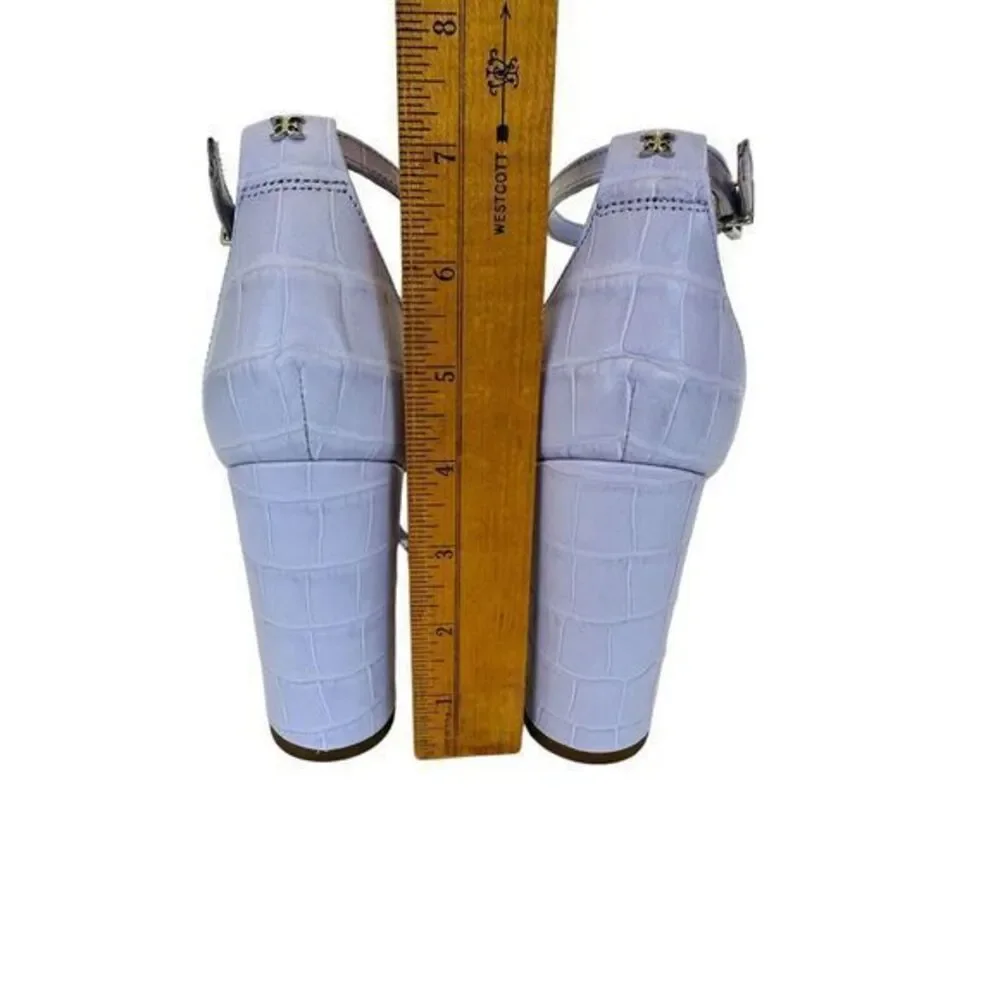 Sam Edelman Yaro Ankle Strap Sandal Misty Lilac Crocoprtlea ‎ Size NWB 7.5 M